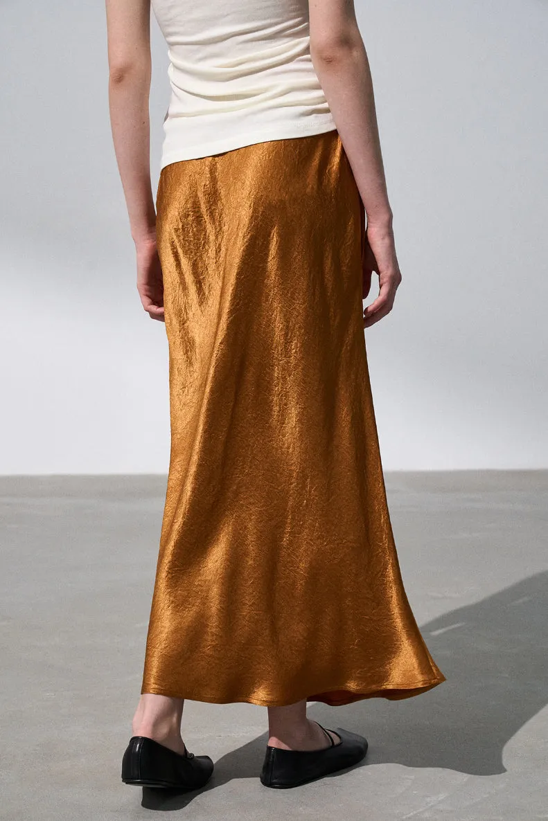 100 Acetate wrinkle effect mermaid skirt | 4 color