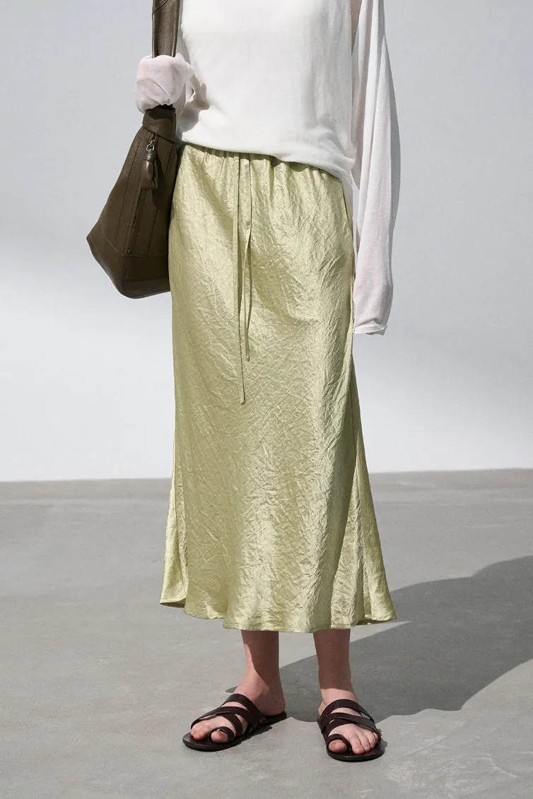 100 Acetate wrinkle effect mermaid skirt | 4 color