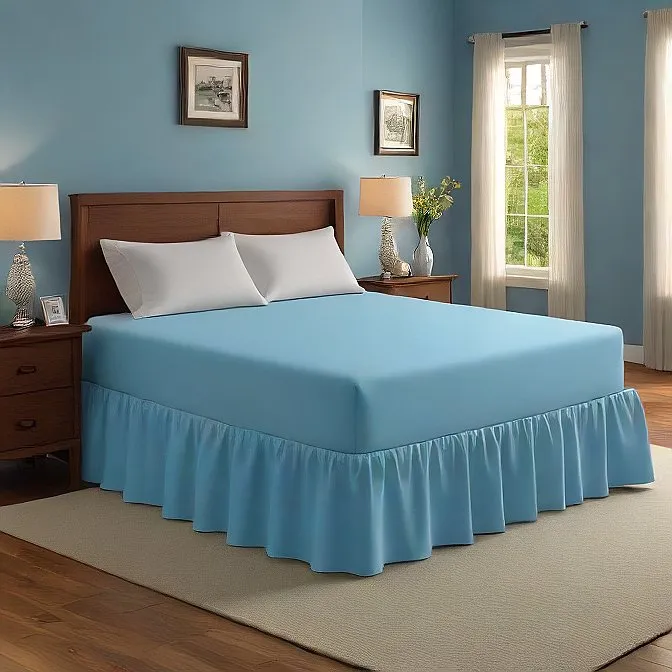 16" Inch Drop Wrap-Around Bed Skirt Ivory 1-Piece Egyptian Cotton