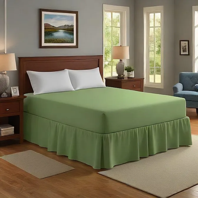 16" Inch Drop Wrap-Around Bed Skirt Ivory 1-Piece Egyptian Cotton