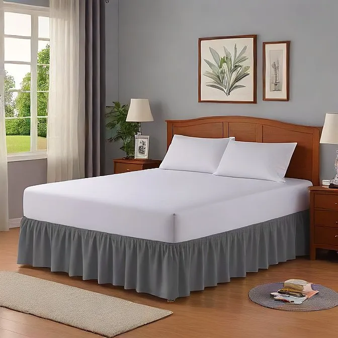 16" Inch Drop Wrap-Around Bed Skirt Ivory 1-Piece Egyptian Cotton