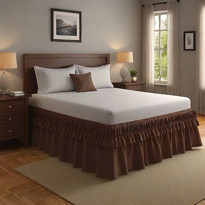 16" Inch Drop Wrap-Around Bed Skirt Ivory 1-Piece Egyptian Cotton