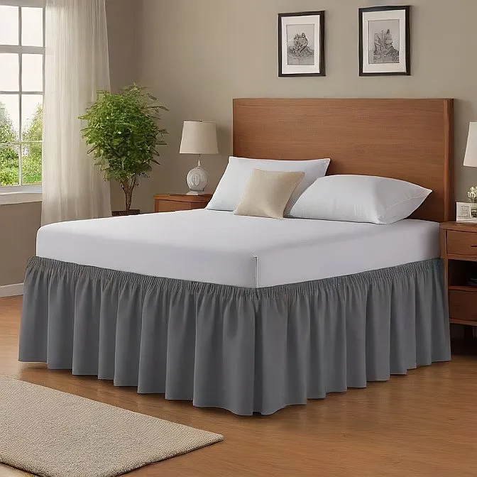 16" Inch Drop Wrap-Around Bed Skirt Ivory 1-Piece Egyptian Cotton