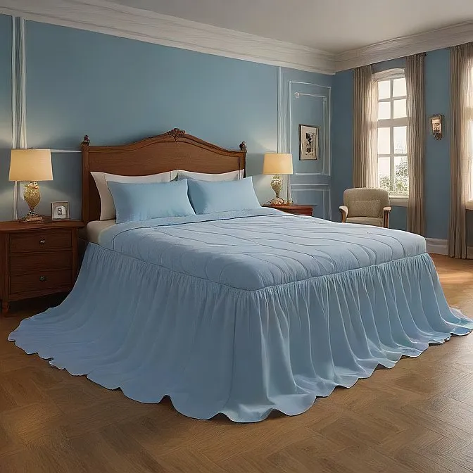 16" Inch Drop Wrap-Around Bed Skirt Ivory 1-Piece Egyptian Cotton
