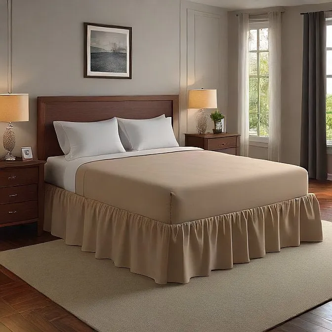 16" Inch Drop Wrap-Around Bed Skirt Ivory 1-Piece Egyptian Cotton