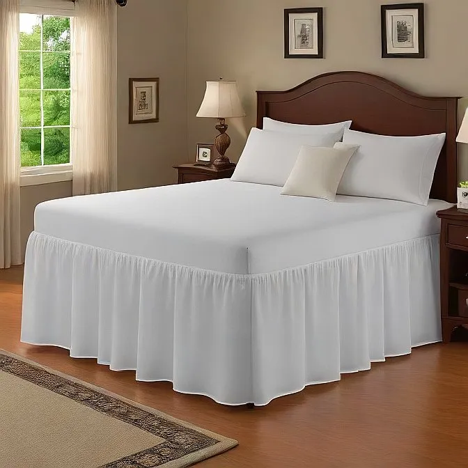 16" Inch Drop Wrap-Around Bed Skirt Ivory 1-Piece Egyptian Cotton