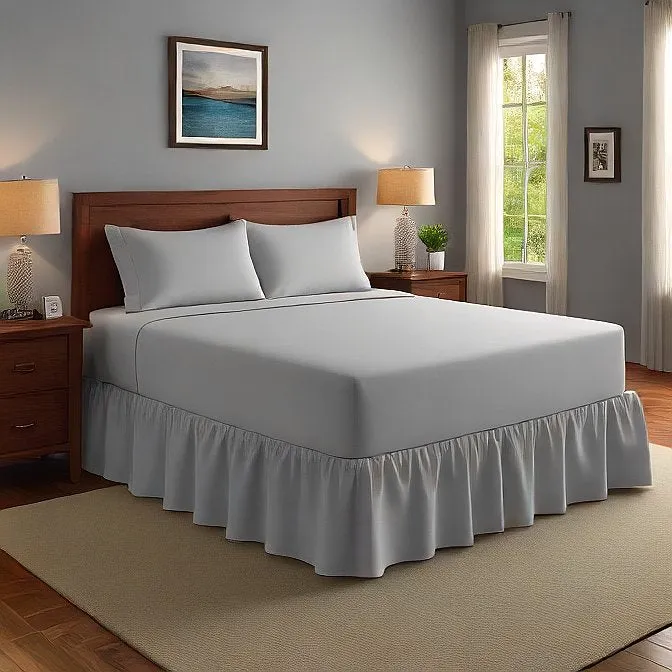 16" Inch Drop Wrap-Around Bed Skirt Ivory 1-Piece Egyptian Cotton