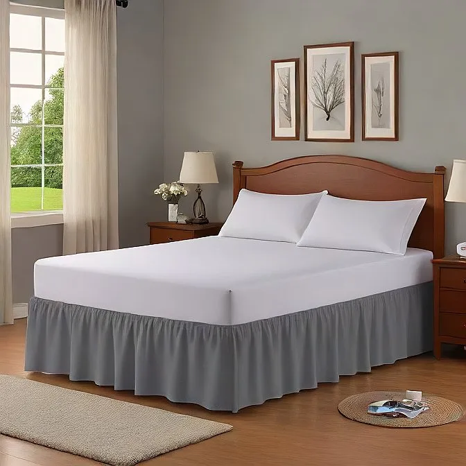 16" Inch Drop Wrap-Around Bed Skirt Ivory 1-Piece Egyptian Cotton