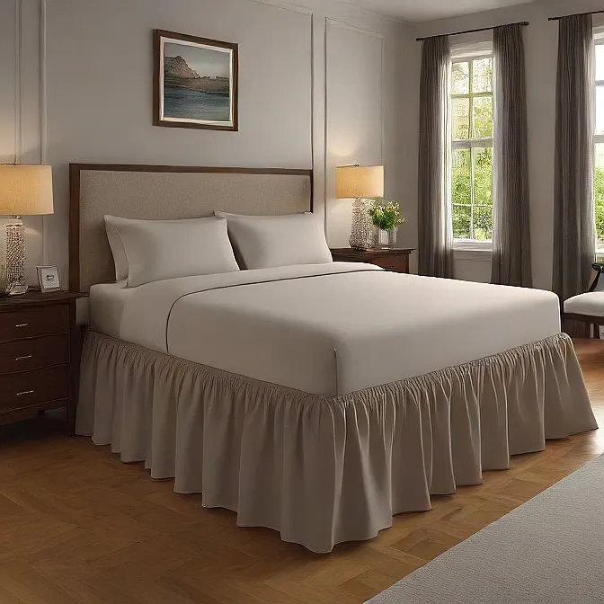 16" Inch Drop Wrap-Around Bed Skirt Ivory 1-Piece Egyptian Cotton