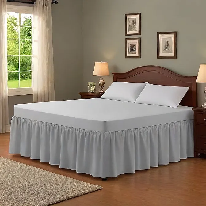 16" Inch Drop Wrap-Around Bed Skirt Ivory 1-Piece Egyptian Cotton