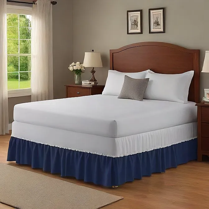 16" Inch Drop Wrap-Around Bed Skirt Ivory 1-Piece Egyptian Cotton