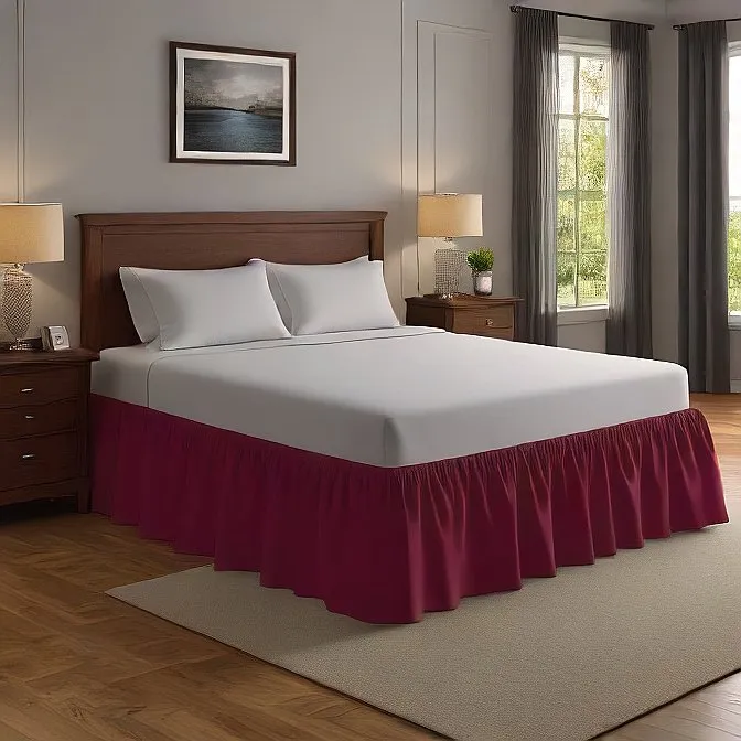 16" Inch Drop Wrap-Around Bed Skirt Ivory 1-Piece Egyptian Cotton