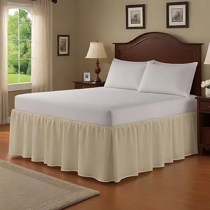 16" Inch Drop Wrap-Around Bed Skirt Ivory 1-Piece Egyptian Cotton