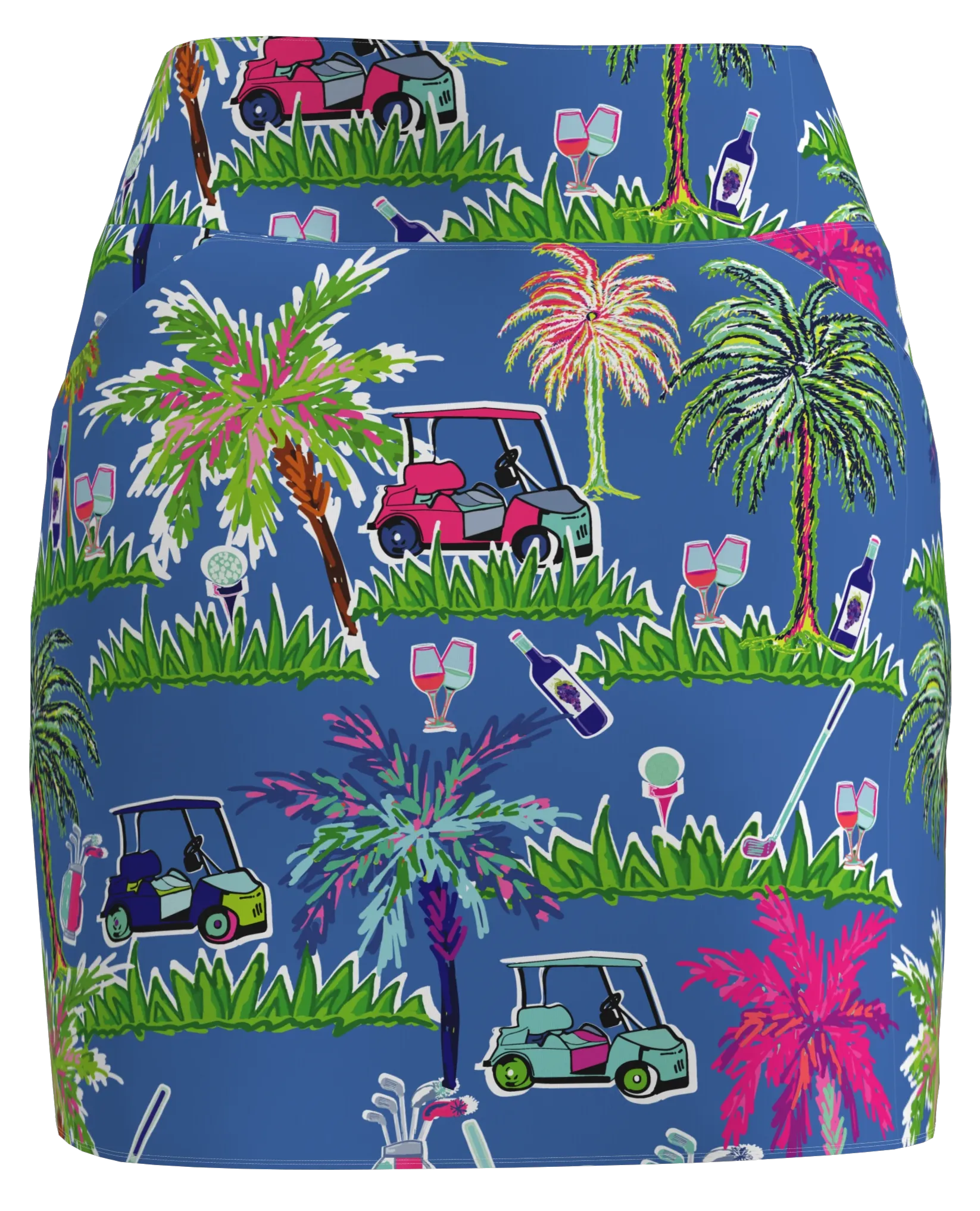AB SPORT Women's Golf Cart Palm Trees Print Golf Skirt BSKG01-GCPC