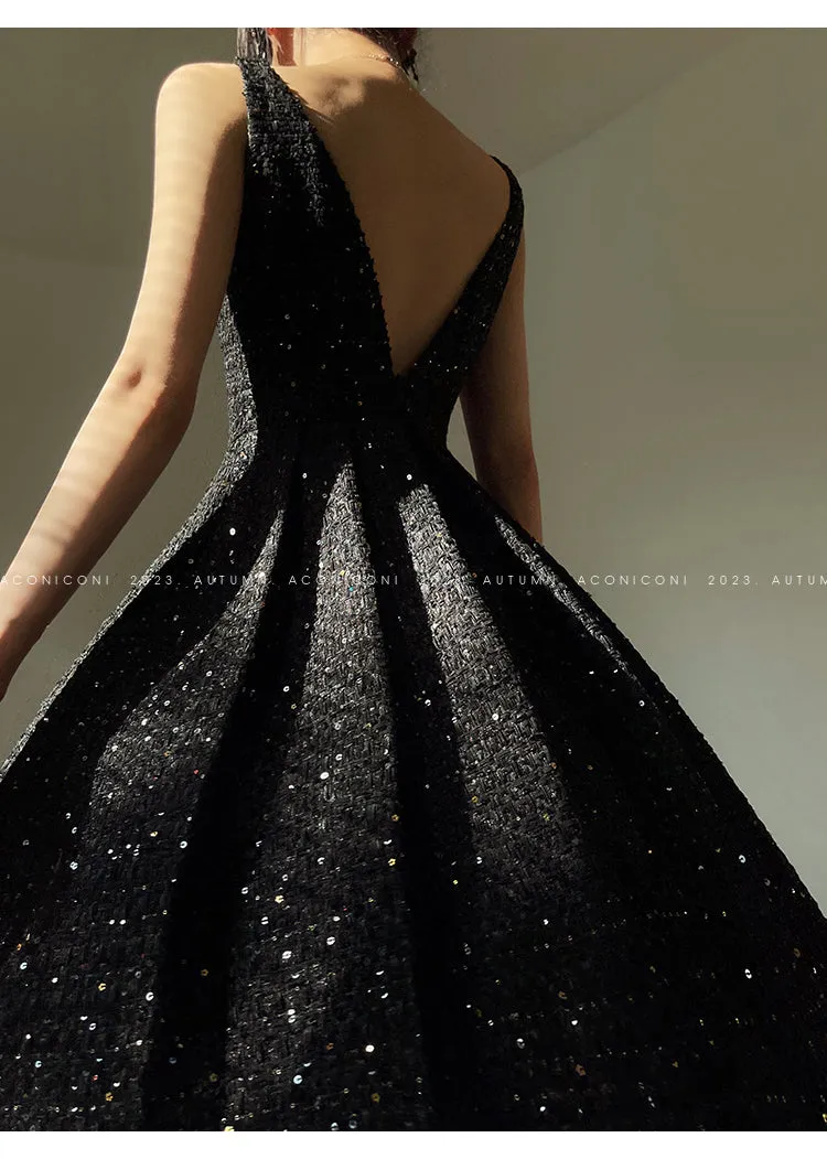 Aconiconi Tweed Sequins Fragrance Dress Skirt Loose Blazer Skirt