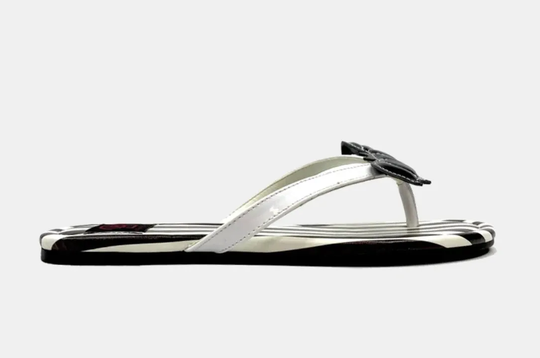 Betty Bat Black/White Striped Sandal