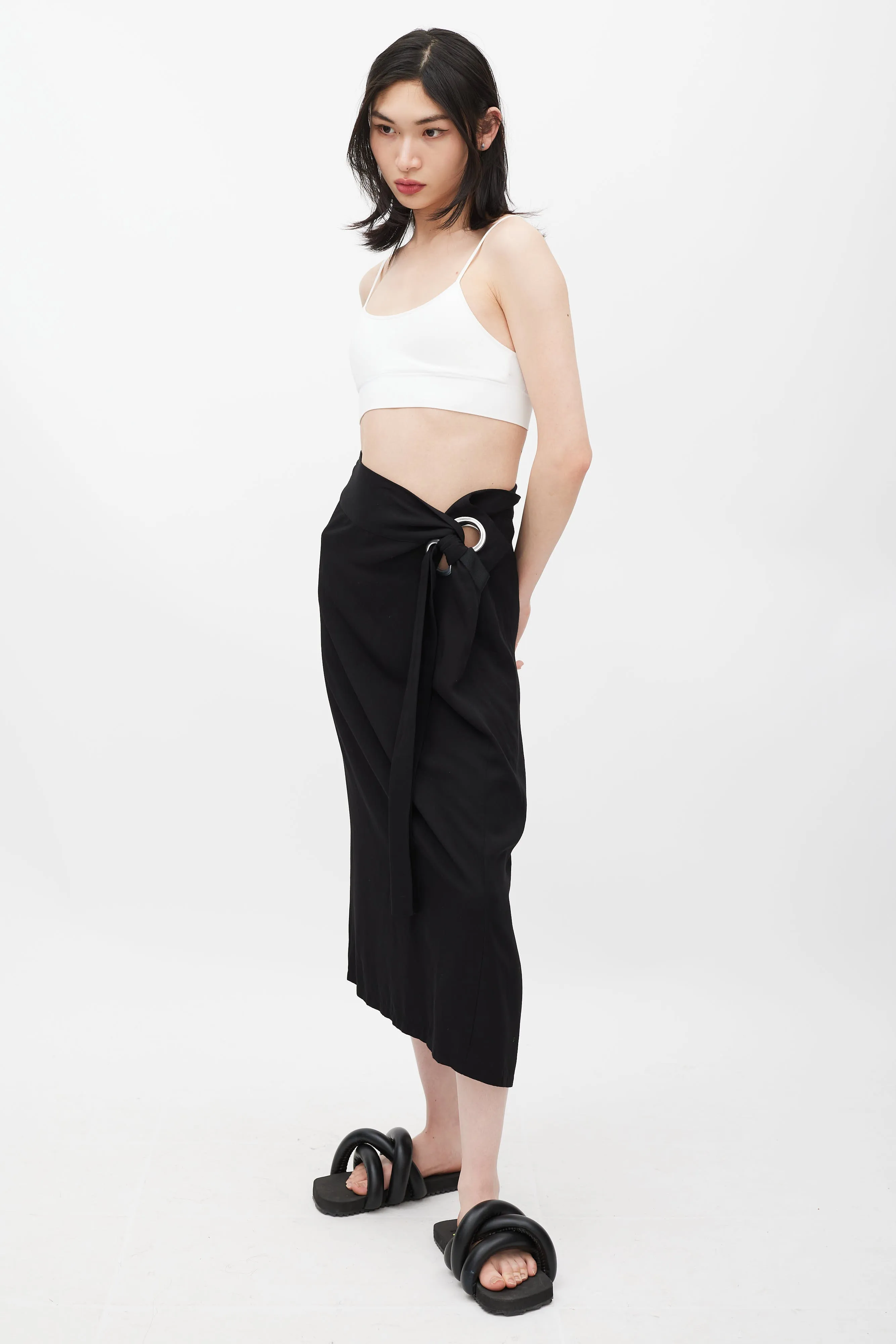 Black & Silver Eyelet Tie Skirt