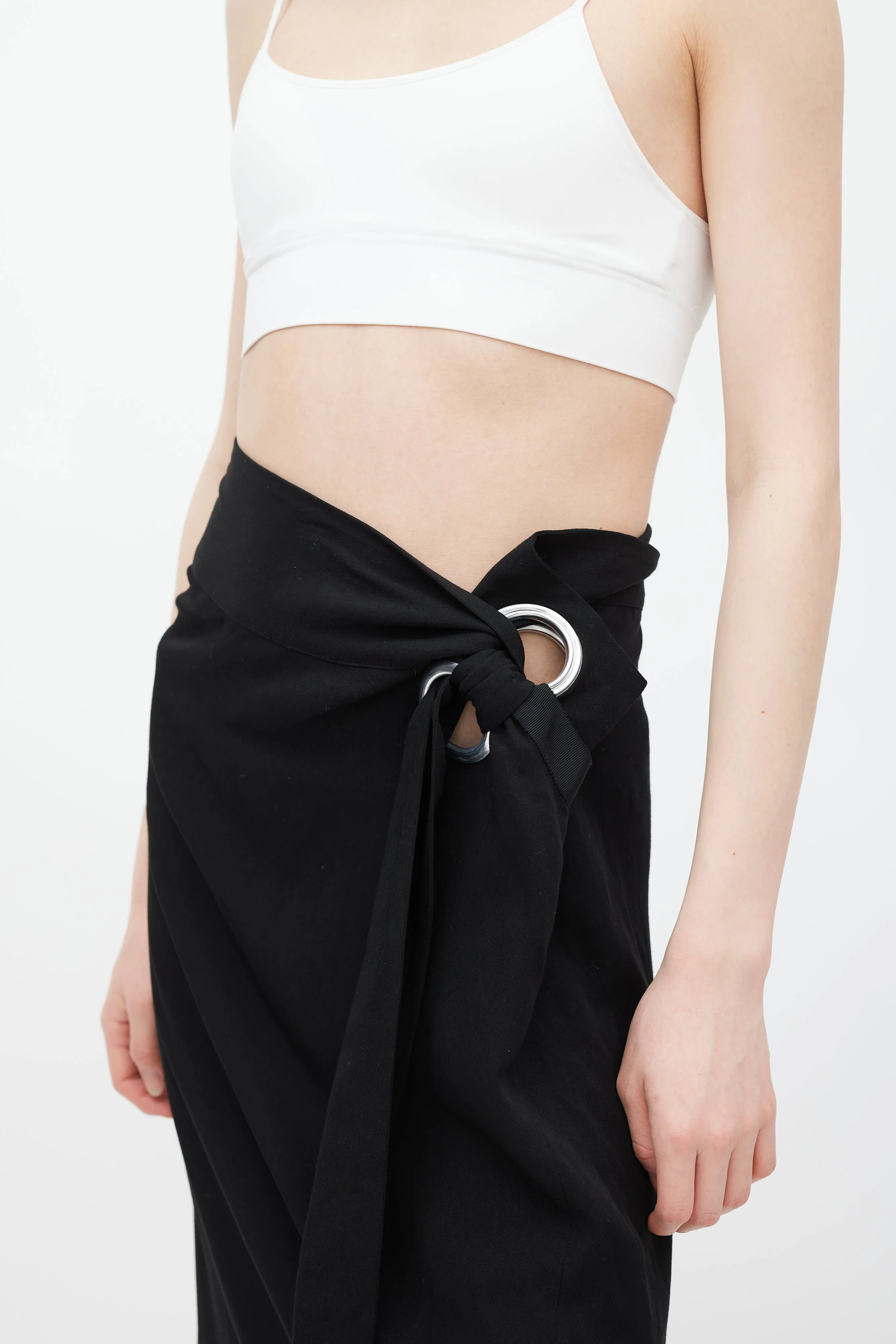 Black & Silver Eyelet Tie Skirt
