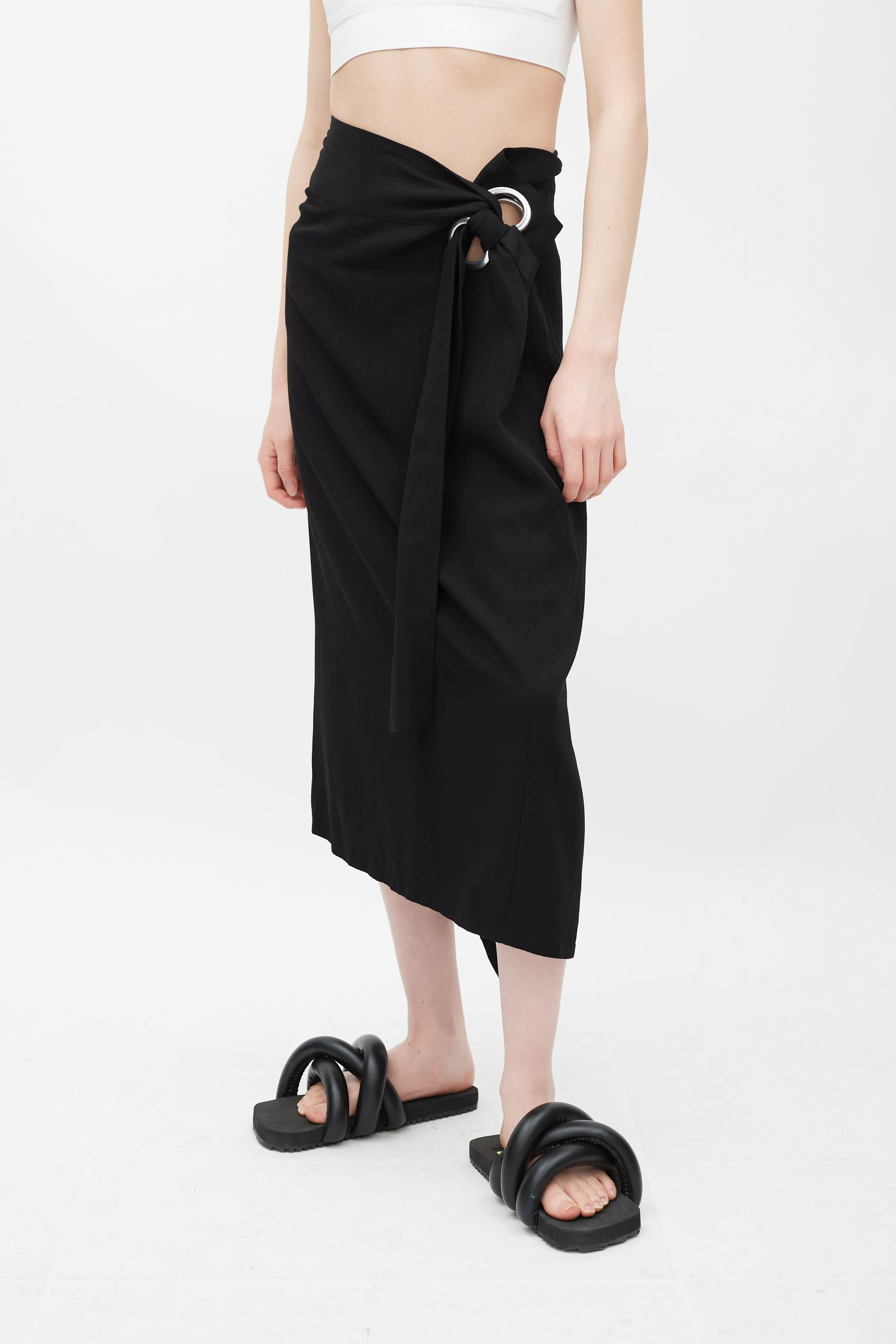 Black & Silver Eyelet Tie Skirt
