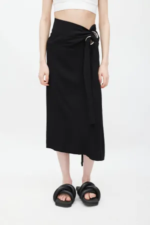 Black & Silver Eyelet Tie Skirt