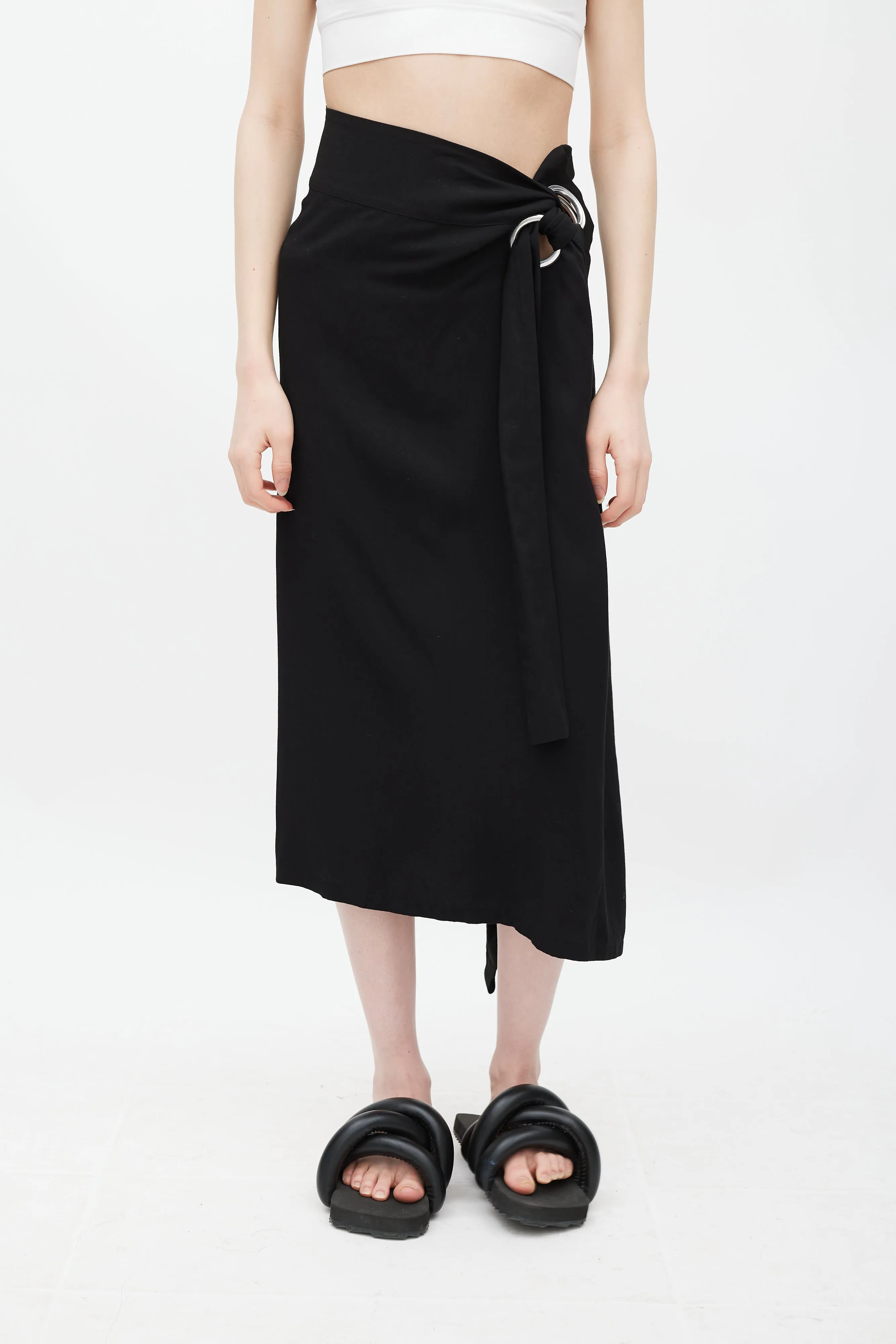 Black & Silver Eyelet Tie Skirt