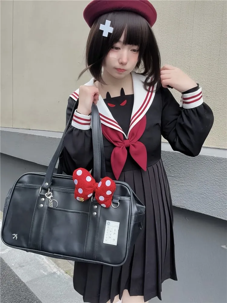 Black Little Devil Sailor Collar Pleated Skirt JK Uniform Dress
