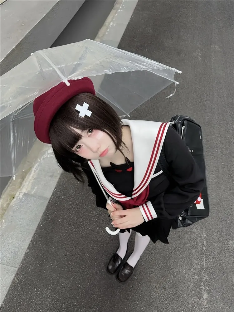 Black Little Devil Sailor Collar Pleated Skirt JK Uniform Dress