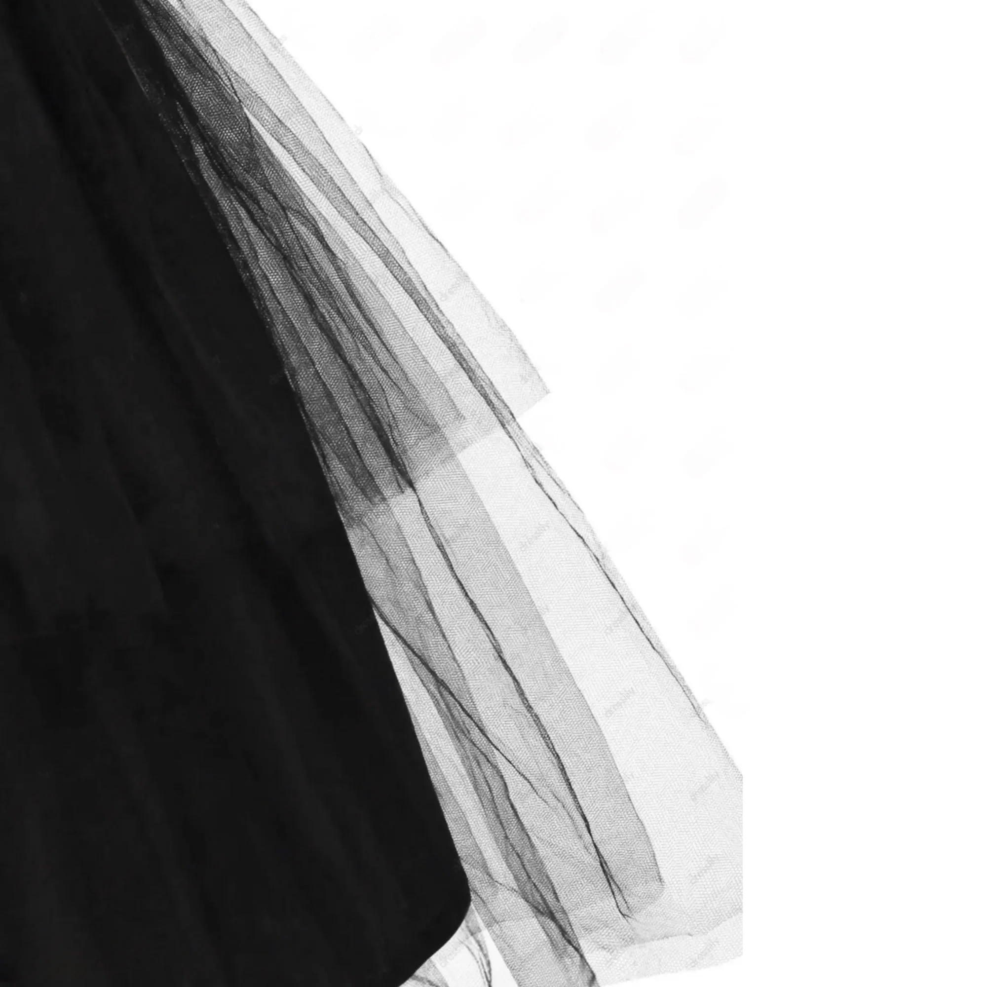 Black Skeleton Flower Tulle Overlay Tutu Dress