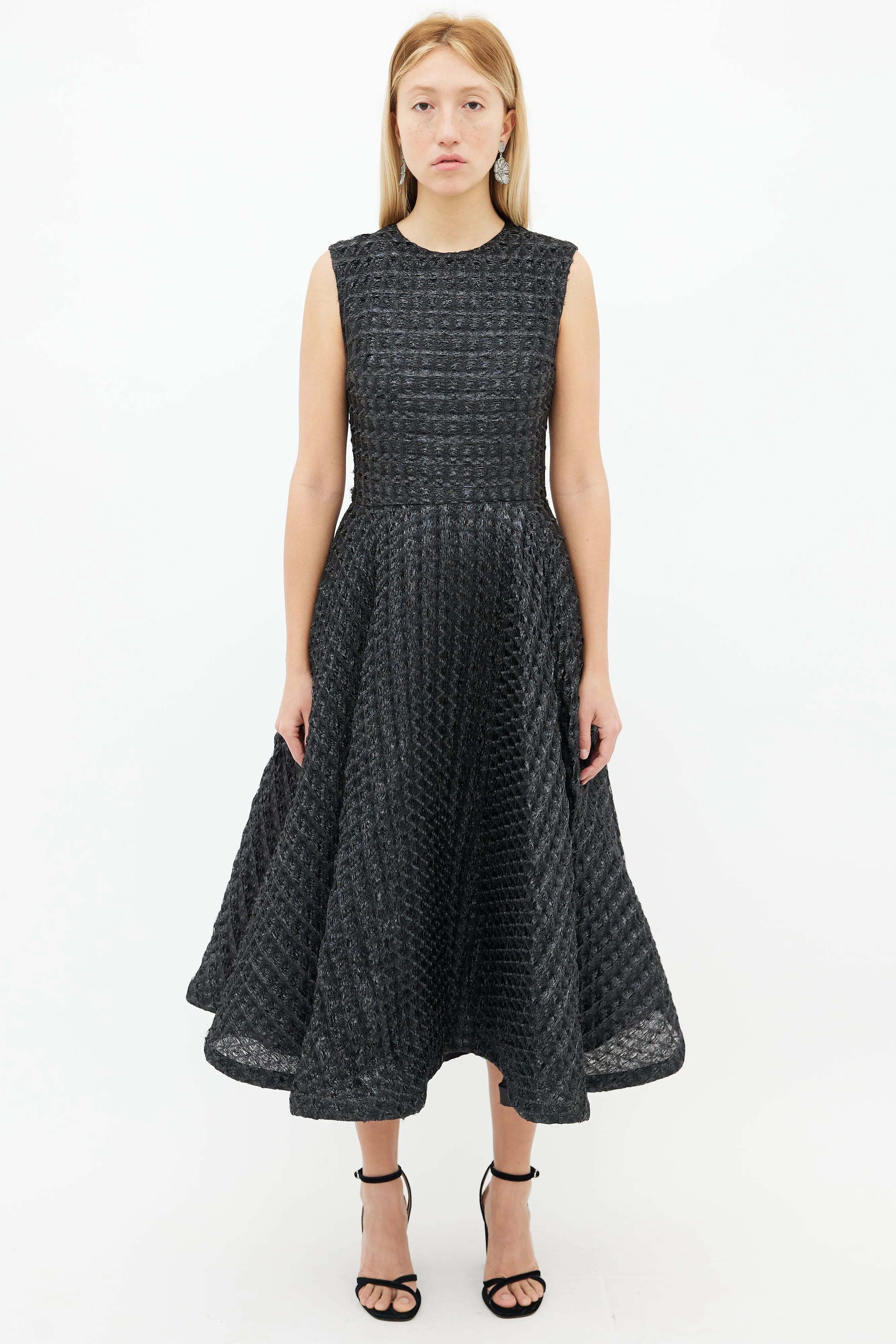 Black Sparkle Texture Sleeveless Dress