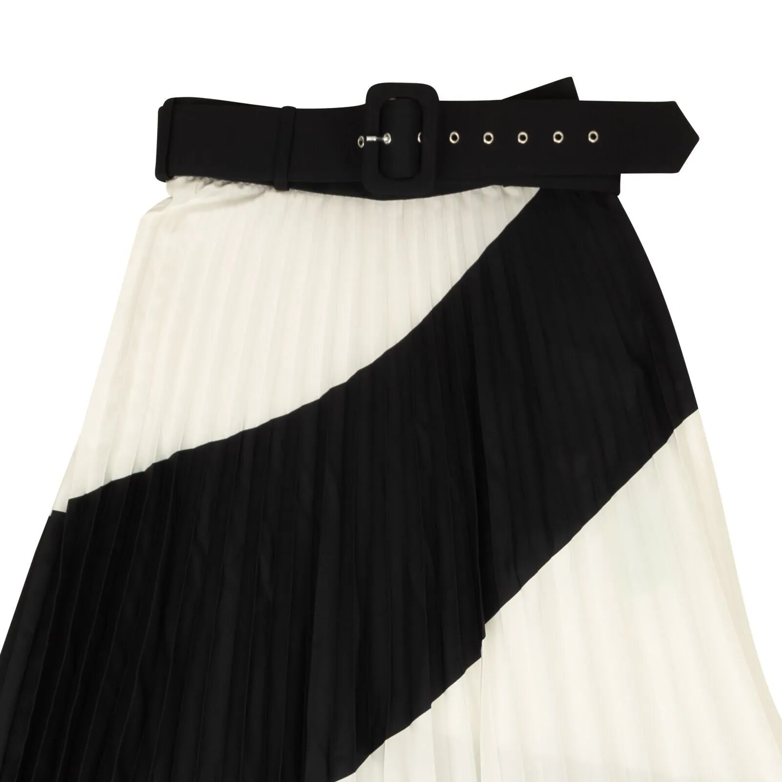 Black White Plisse Pleated Skirt
