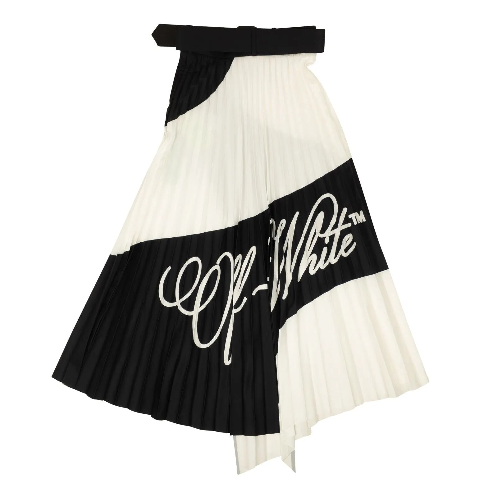 Black White Plisse Pleated Skirt