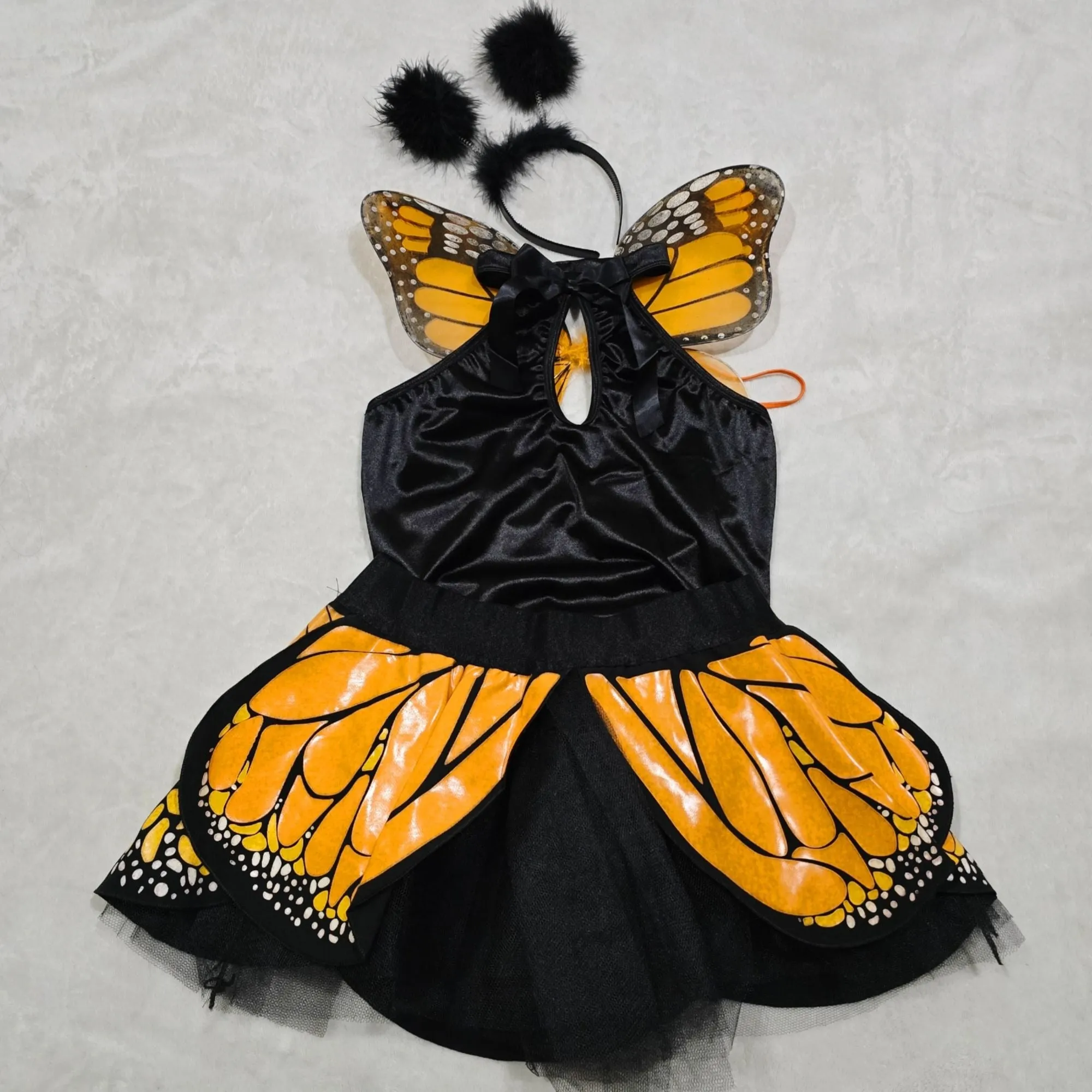 Butterfly Wings Costume Black Orange Adult