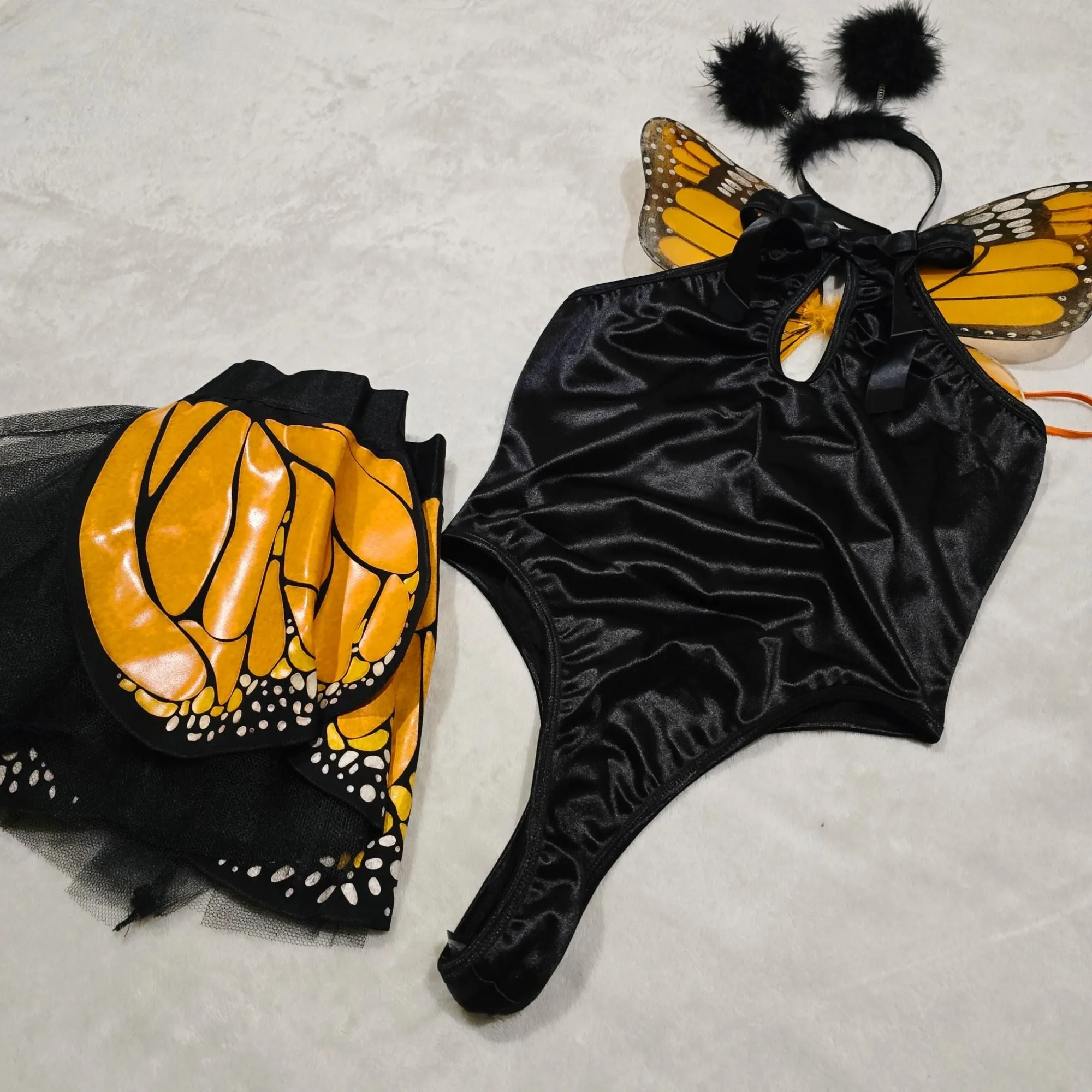 Butterfly Wings Costume Black Orange Adult