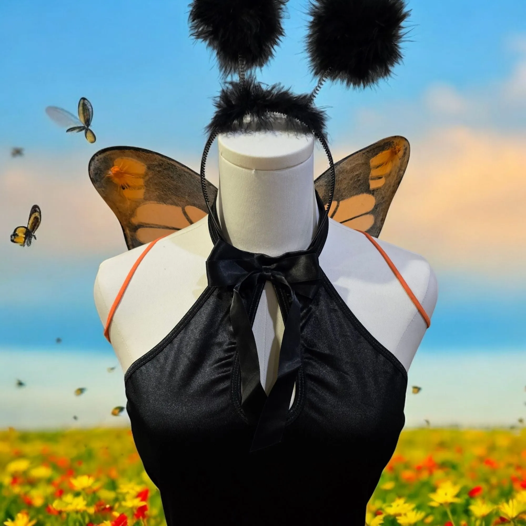 Butterfly Wings Costume Black Orange Adult