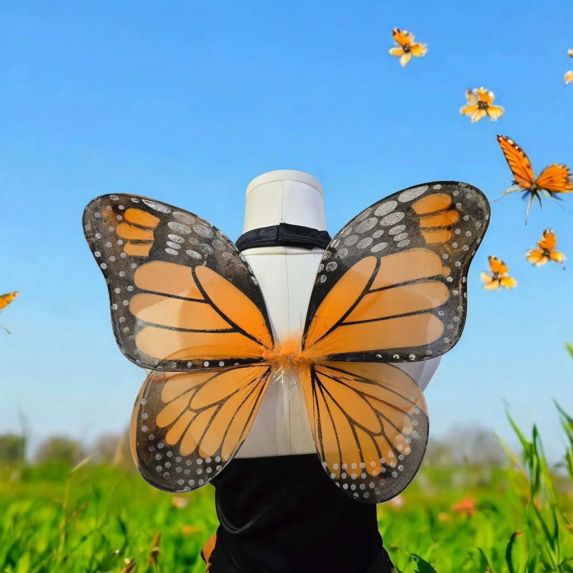 Butterfly Wings Costume Black Orange Adult