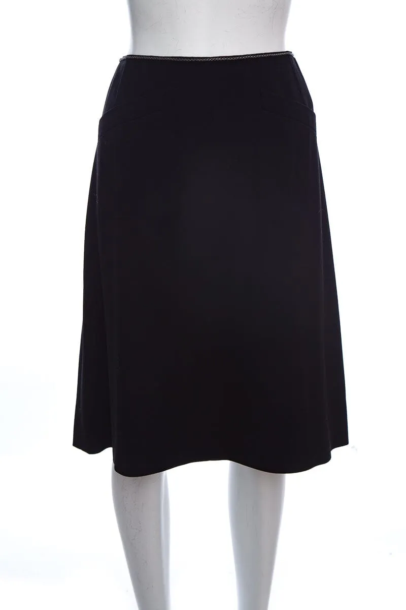Chanel 2015 Black Chain Detail Skirt SZ 44