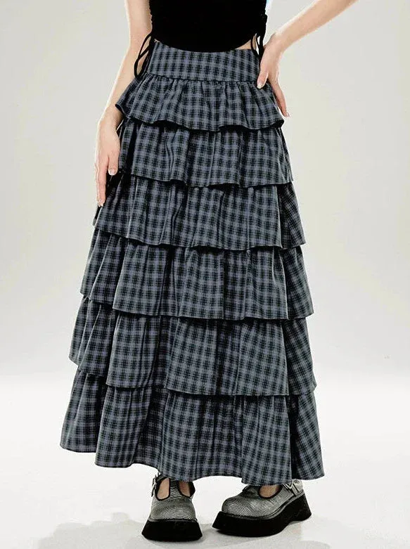 Check Tutu Cake Black Purple Skirt