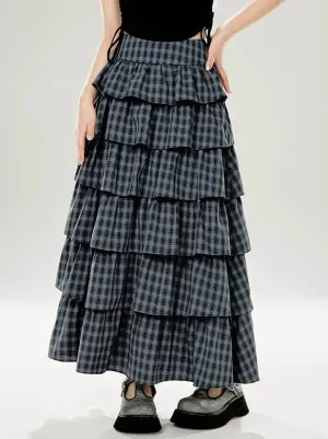 Check Tutu Cake Black Purple Skirt