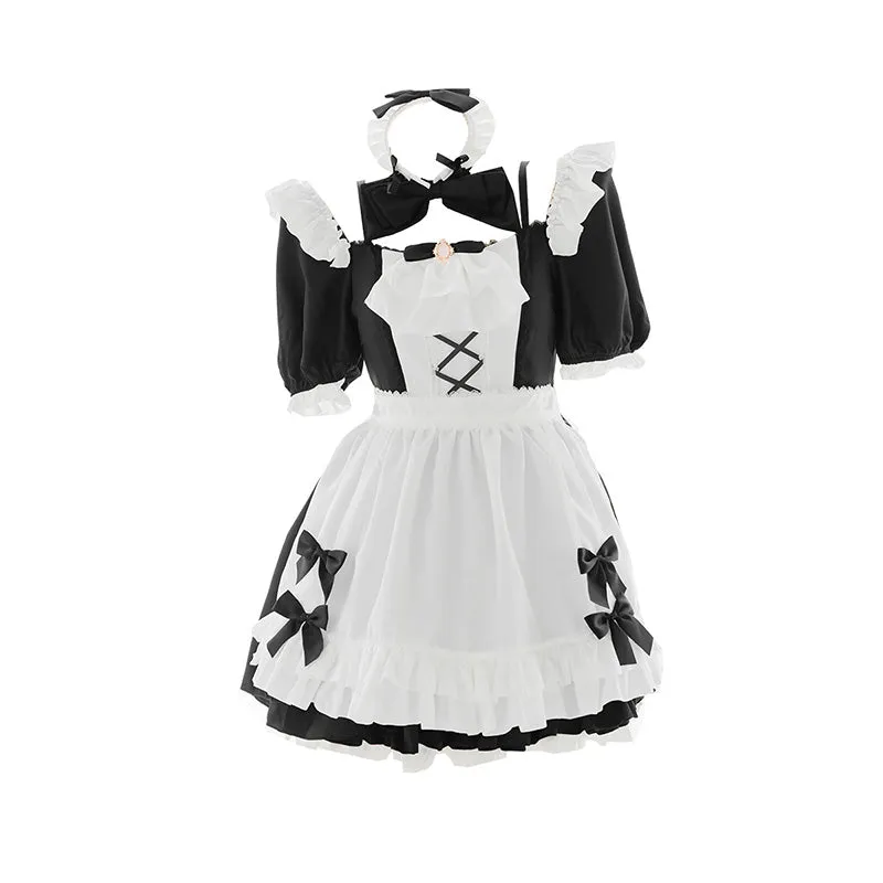 Cute Black and White Maid Skirt Set