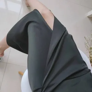 Drape high waist split skirt