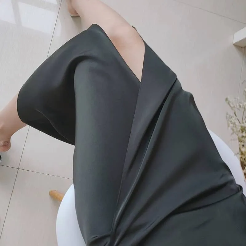 Drape high waist split skirt