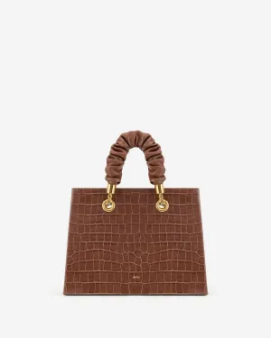 Ella Top Handle Bag - Brown Croc