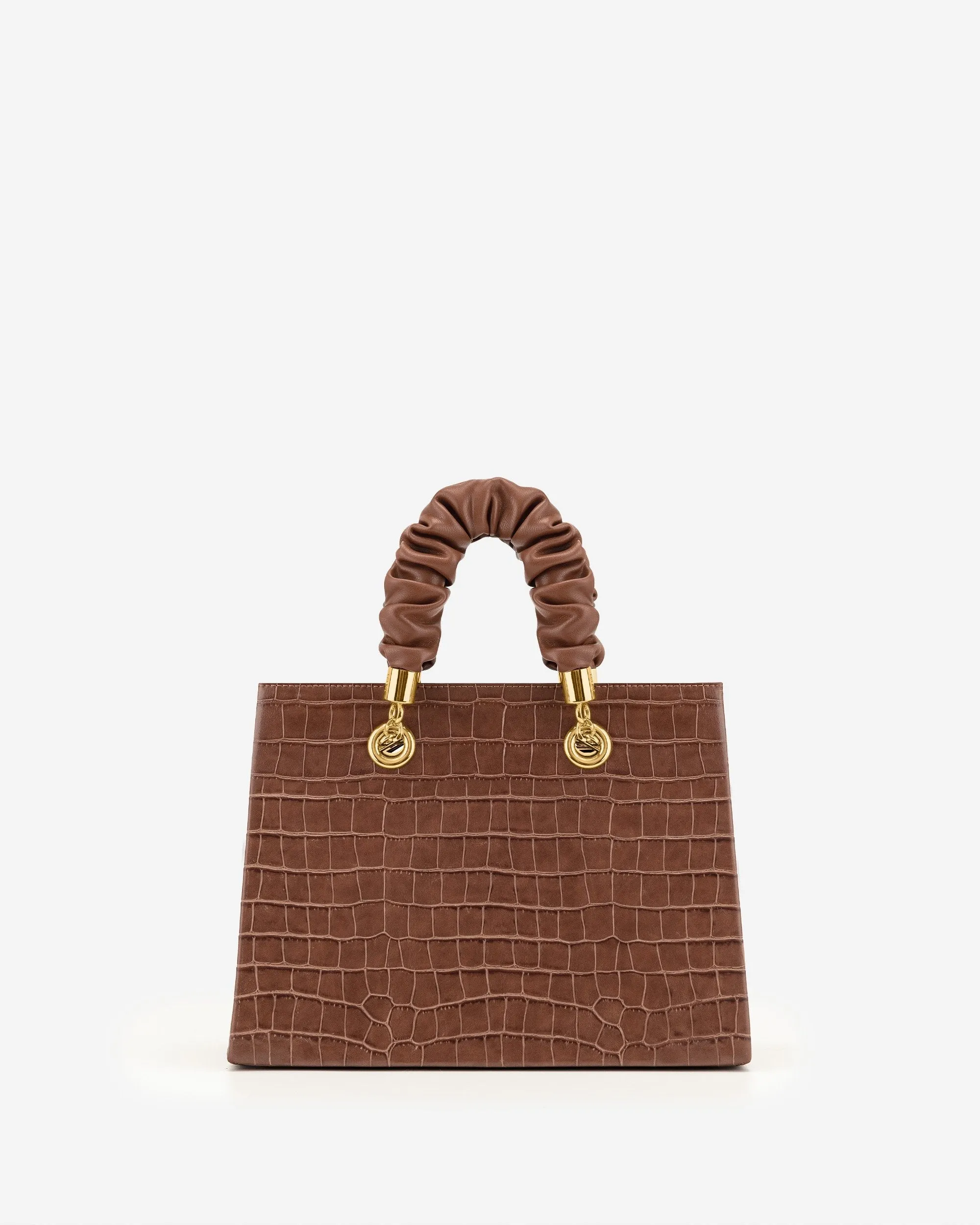 Ella Top Handle Bag - Brown Croc
