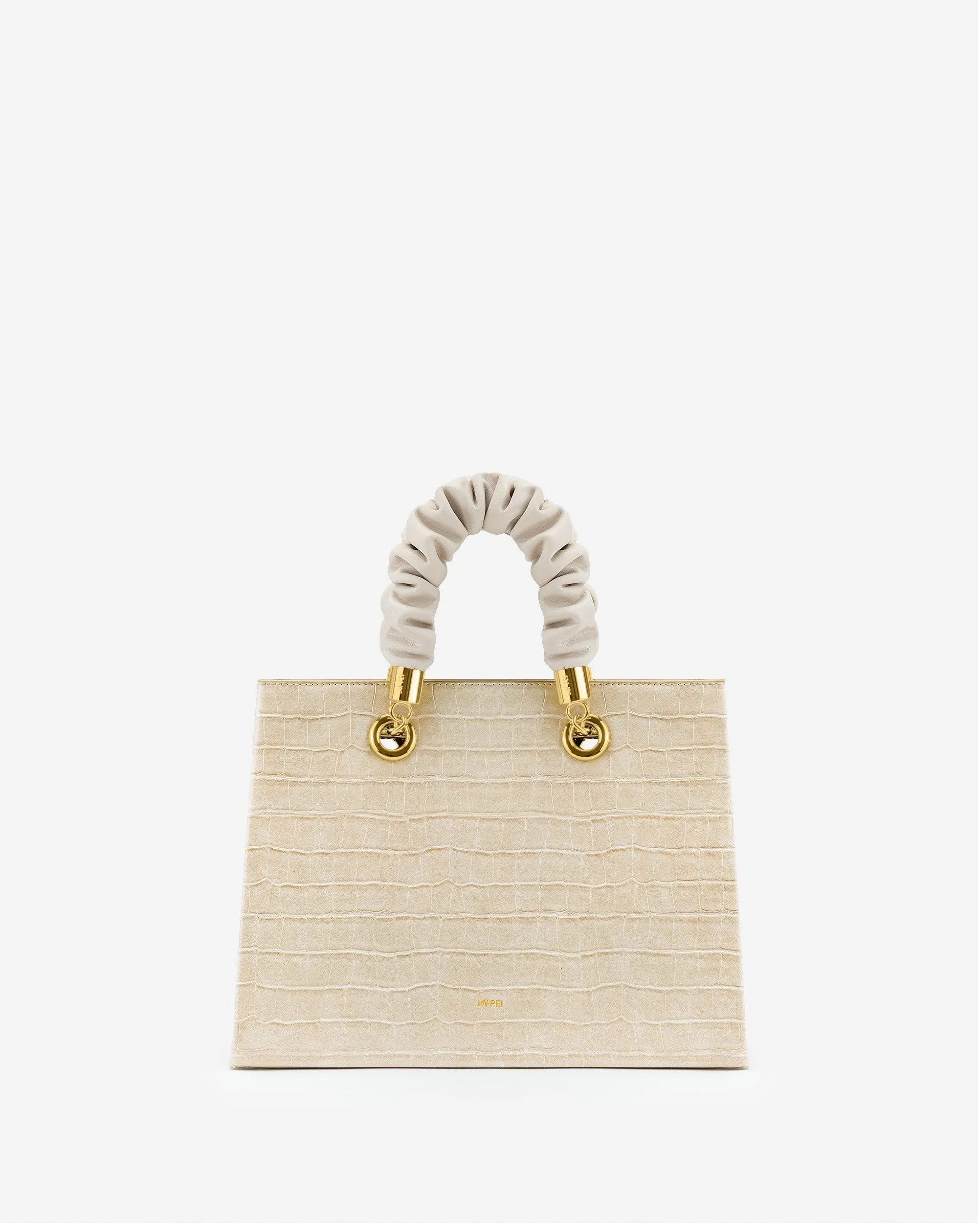 Ella Top Handle Bag - Light Beige Croc