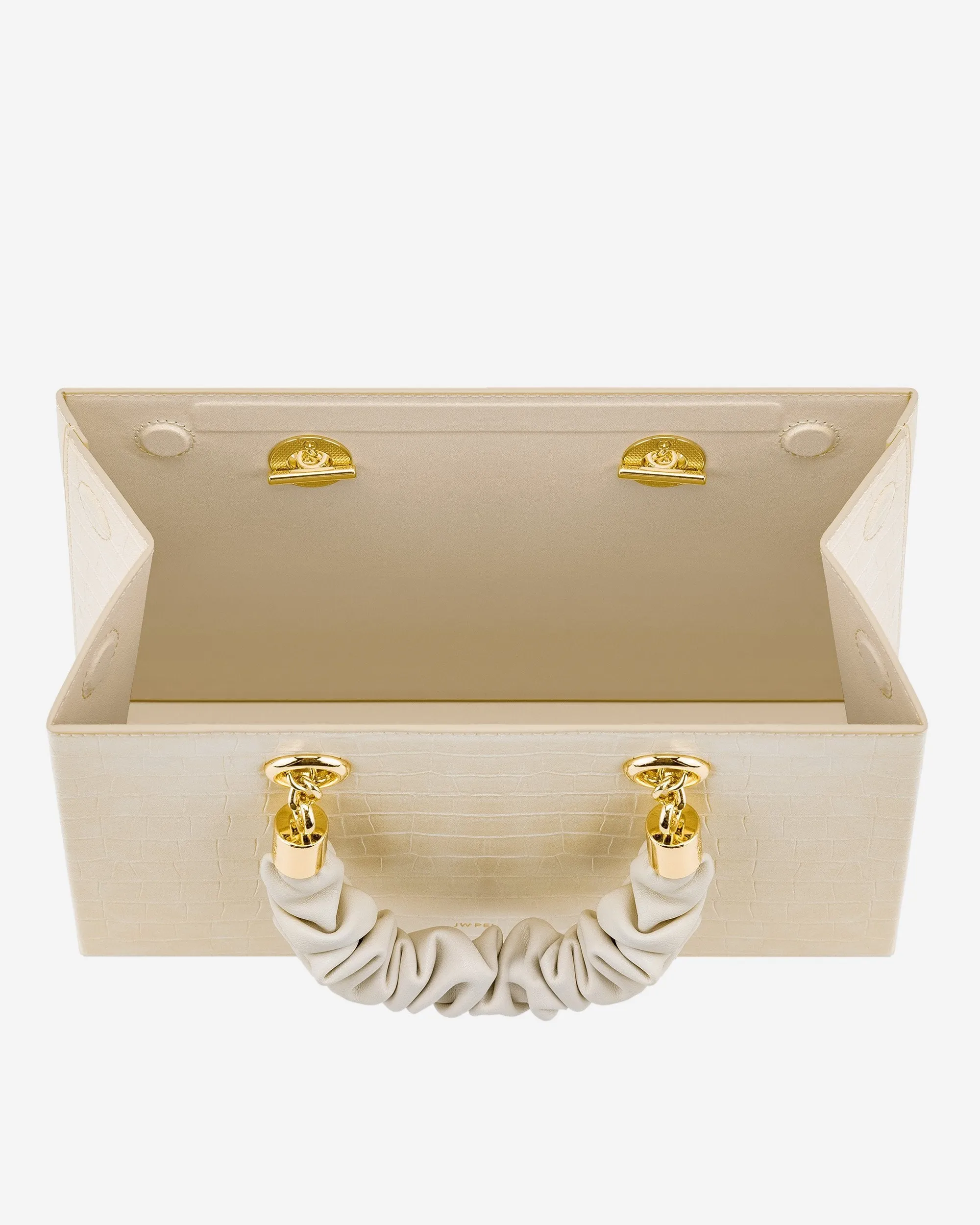Ella Top Handle Bag - Light Beige Croc