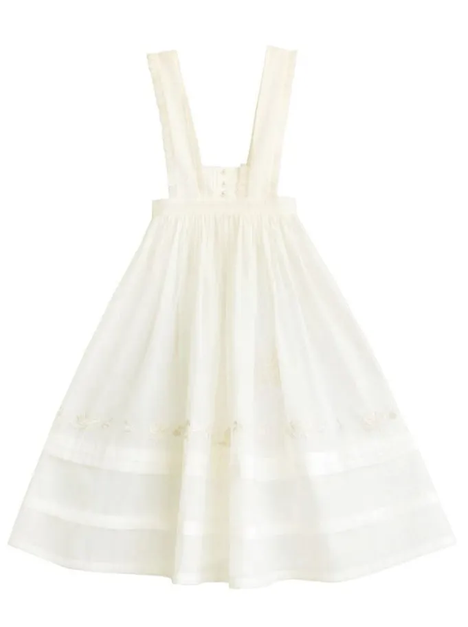 Embroidery Rose Belt Tulle Sailor Natural   Skirt Over Collar Dress Color   Fairy