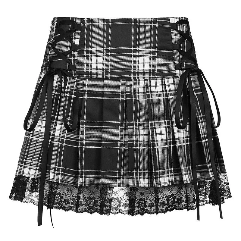 Lace Plaid Skirt