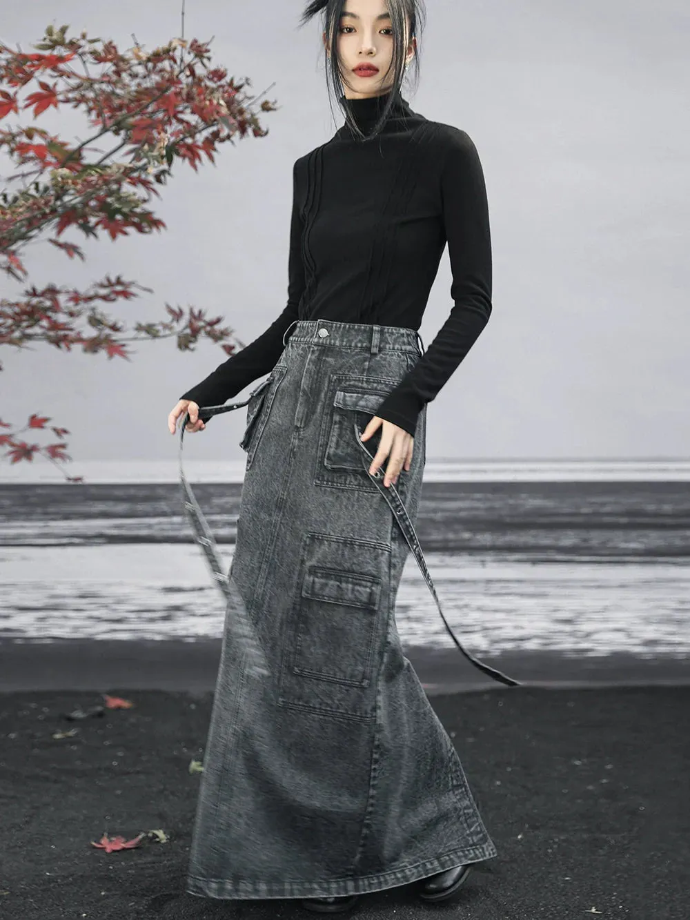 long denim Osh skirt