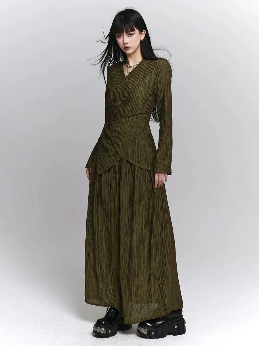 Loose   Long Waist Skirt Top Retro Dark