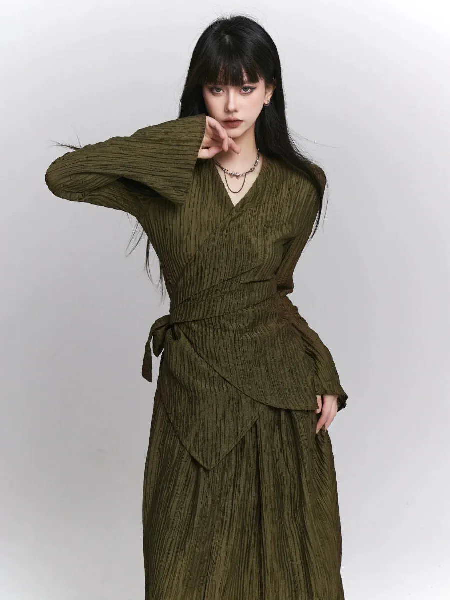 Loose   Long Waist Skirt Top Retro Dark